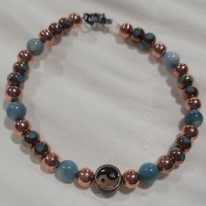 Elegant Copper and Blue Beaded Bracelet
